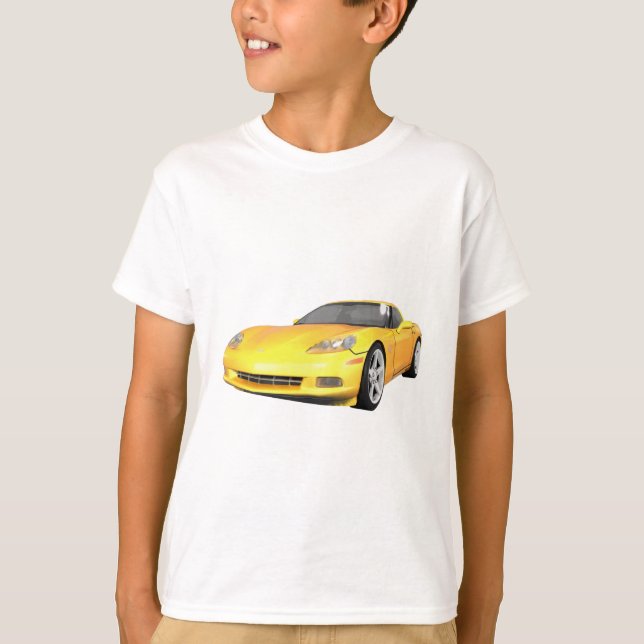 T-shirt Corvette 2008 : Voiture de sport : Fin jaune : (Devant)