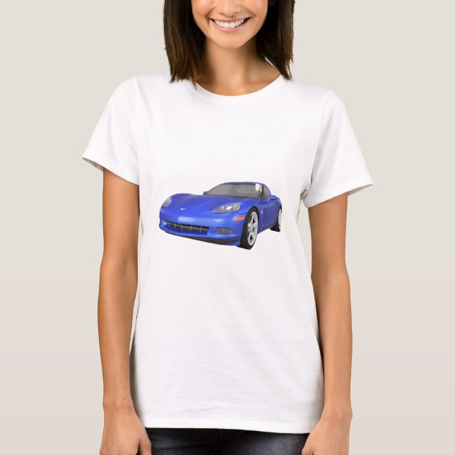 T-shirt Corvette 2008 : Voiture de sport : Finition bleue (Devant)
