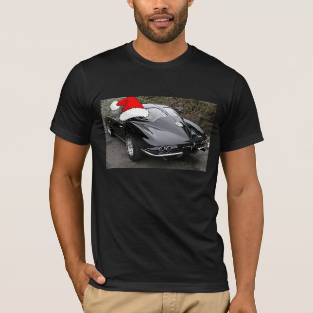 T-shirt Corvette Black Split Fenêtre/Noël (Devant)