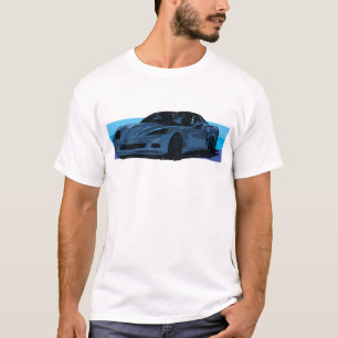 T-shirt Corvette C6 Blue Sportscar avec Bleu Stripe