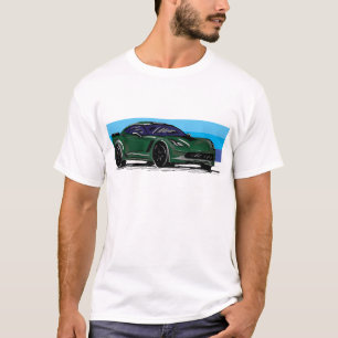 T-shirt Corvette C7 Green Sportscar avec Bleu Stripe