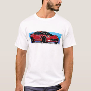 T-shirt Corvette C7 Red Sportscar avec Bleu Stripe