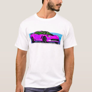 T-shirt Corvette C7 rose Sportscar avec Bleu Stripe
