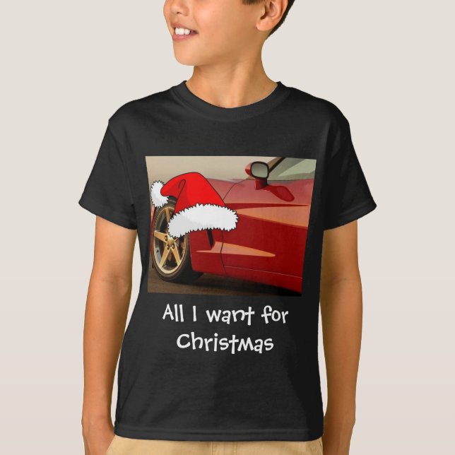 T-shirt Corvette rouge Noël (Devant)