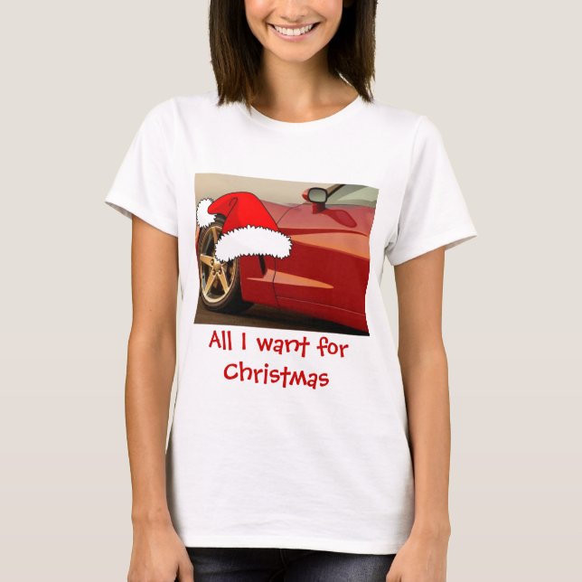 T-shirt Corvette rouge Noël (Devant)