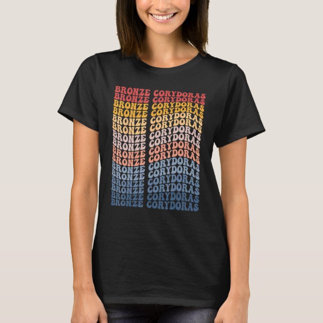 T-shirt Corydoras bronze Poisson Rétro Groovy (Devant)