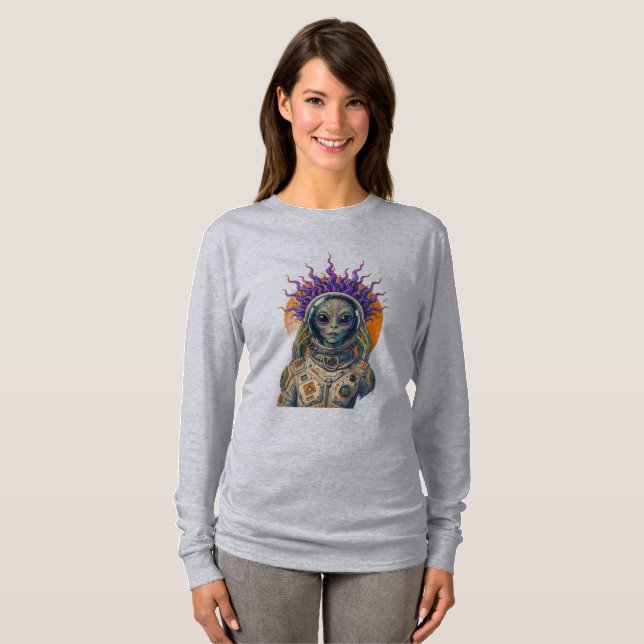 T-shirt Cosmic Astronaut Alien Manches Longues (Devant entier)