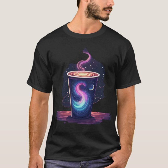 T-shirt Cosmic Caffeine | Galactic Nebula Swirl Coffee Cup (Devant)