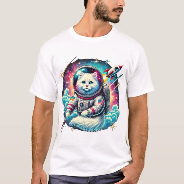 T-shirt Cosmic Cat Explorer - Space Kitty Adventur (Devant)