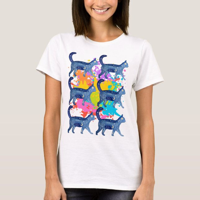 T-shirt Cosmic Cat Tee: Starry Night Graphic Tee (Devant)
