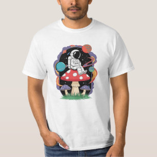T-shirt Cosmic Chill – Astronaute assis sur un champignon 