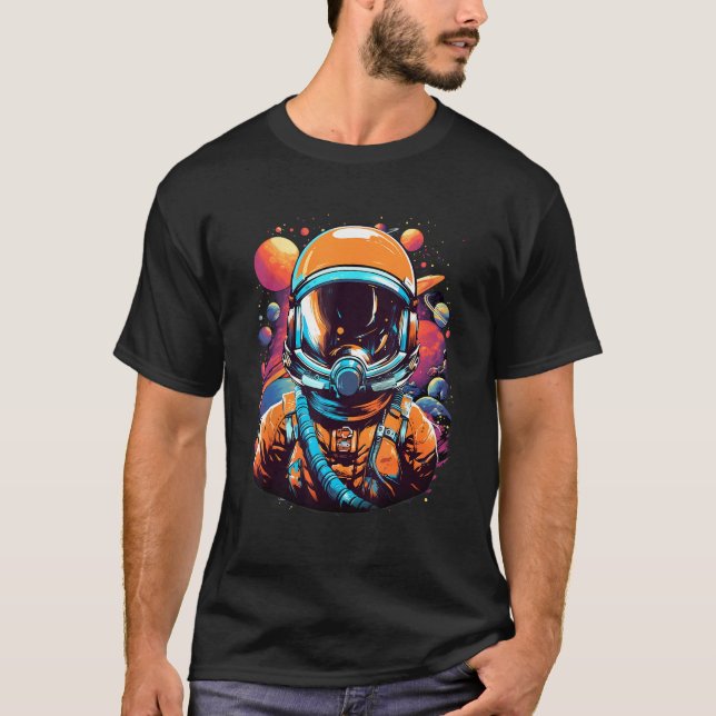 T-shirt Cosmic Odyssey Vintage Astronaut Exploration (Devant)