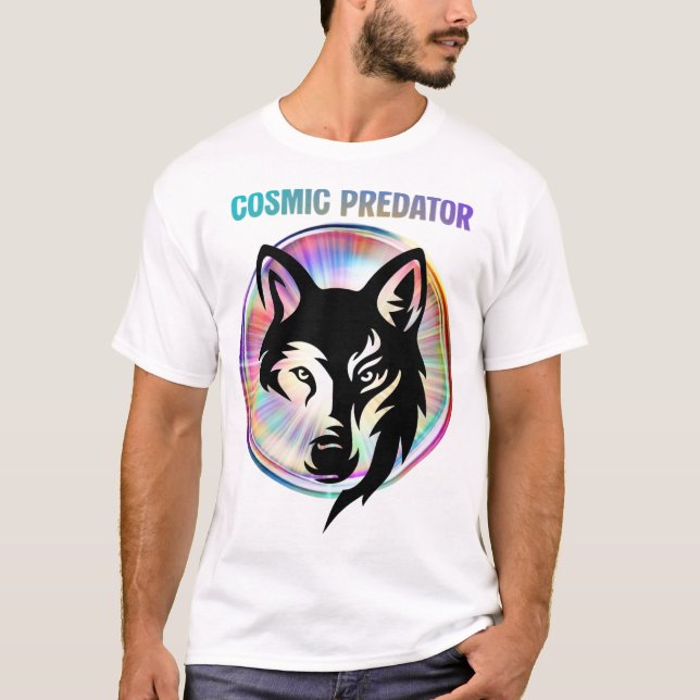 T-shirt Cosmic Predator Nebula Wolf (Devant)