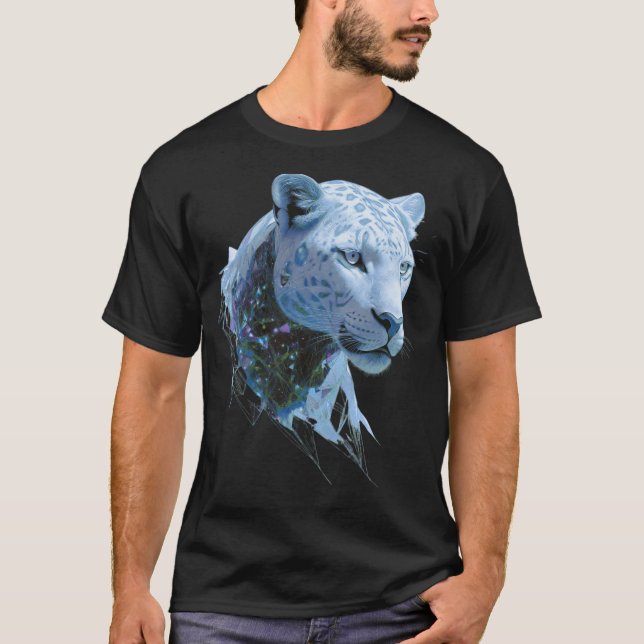 T-shirt Cosmic Snow Leopard Luxury Abstract Animal Art (Devant)