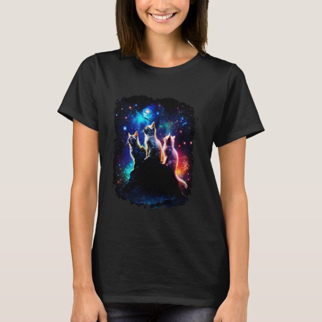 T-shirt Cosmic Space Chat Famille Chats 4 (Devant)