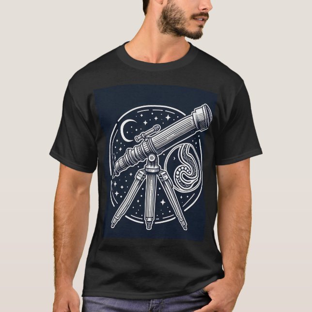 T-shirt Cosmic Stargazer Télescope Vintage Art (Devant)