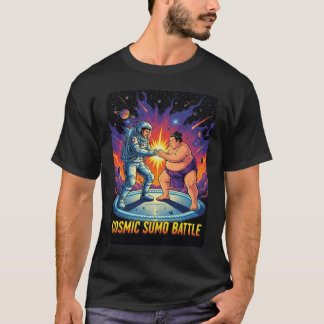 T-shirt Cosmic Sumo Showdown - Retro 80s Sci-Fi Wrestling