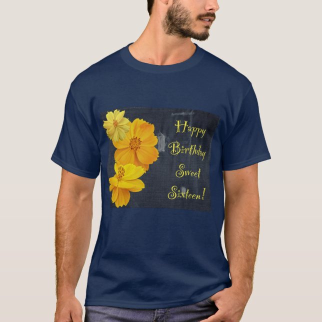 T-shirt Cosmos Floral Anniversaire Sweet sixteen (Devant)