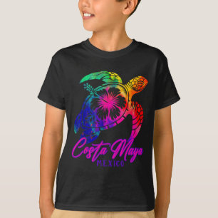 T-shirt Costa Maya Mexique Tie Dye Tortue de Mer Hibiscus