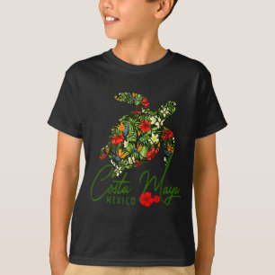 T-shirt Costa Maya Mexique Tortue de mer Hibiscus Tropical