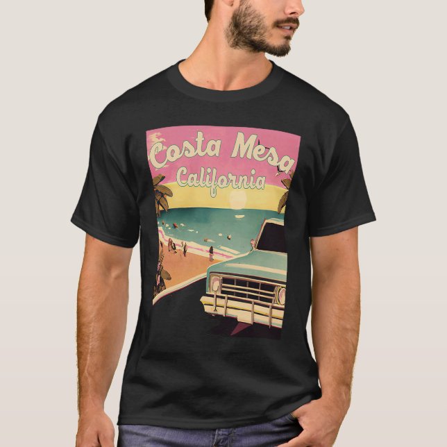 T-shirt Costa Mesa Retro Beach Vacation Graphics Costa Mes (Devant)