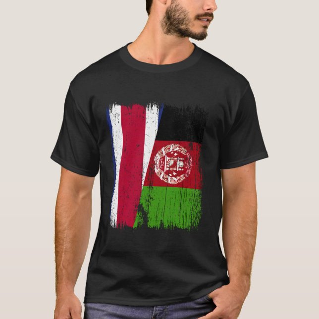 T-shirt Costa Rica Afghanistan Half Flag Costa Rican Afgha (Devant)