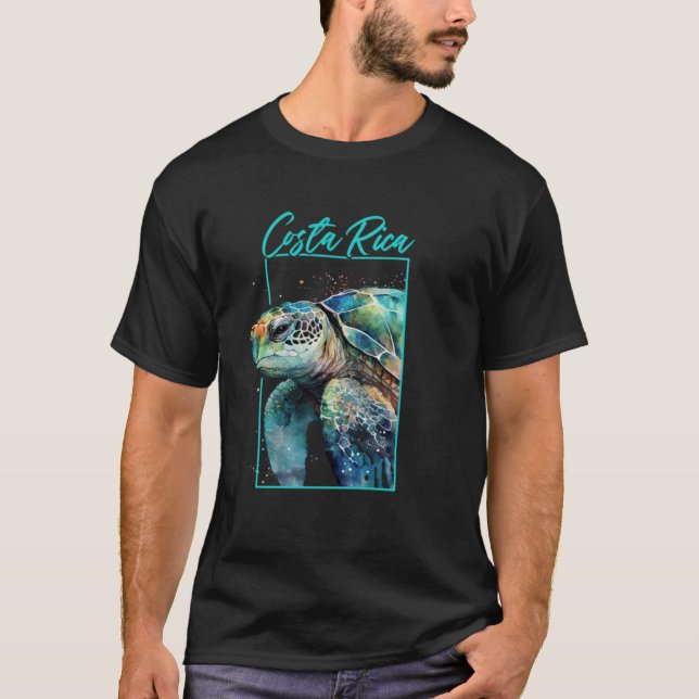 T-shirt Costa Rica Aquarelle Portrait de tortue marine (Devant)