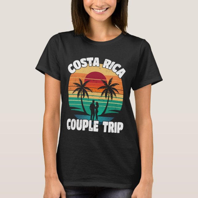 T-shirt Costa Rica Couple Trip Retro Sunset Costa Rica Vac (Devant)