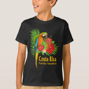 T-shirt Costa Rica Famille Vacances Fleurs de perroquets T