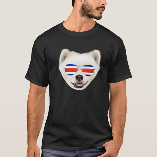 T-shirt Costa Rica Flag Samoyed Dog Tico Pocket (Devant)