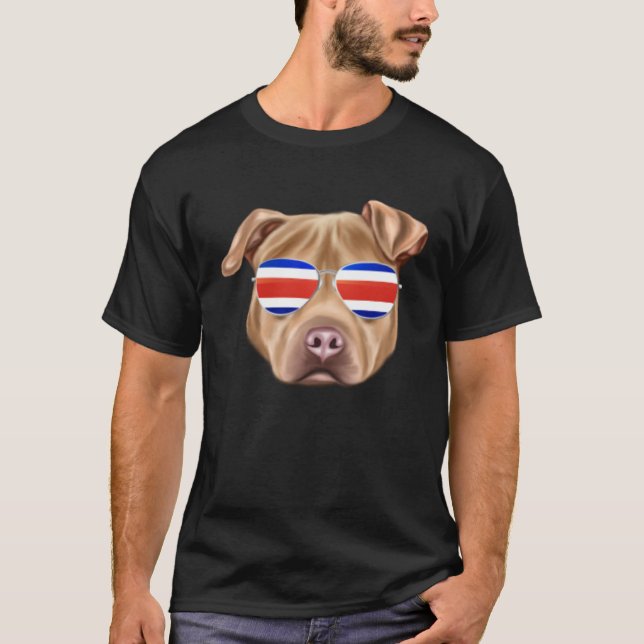 T-shirt Costa Rica Flag Usa Staffordshire Terrier Dog Tico (Devant)
