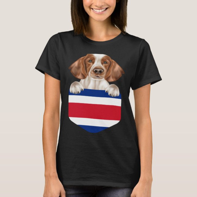 T-shirt Costa Rica Flag Welsh Springer Spaniel Dog In Pock (Devant)
