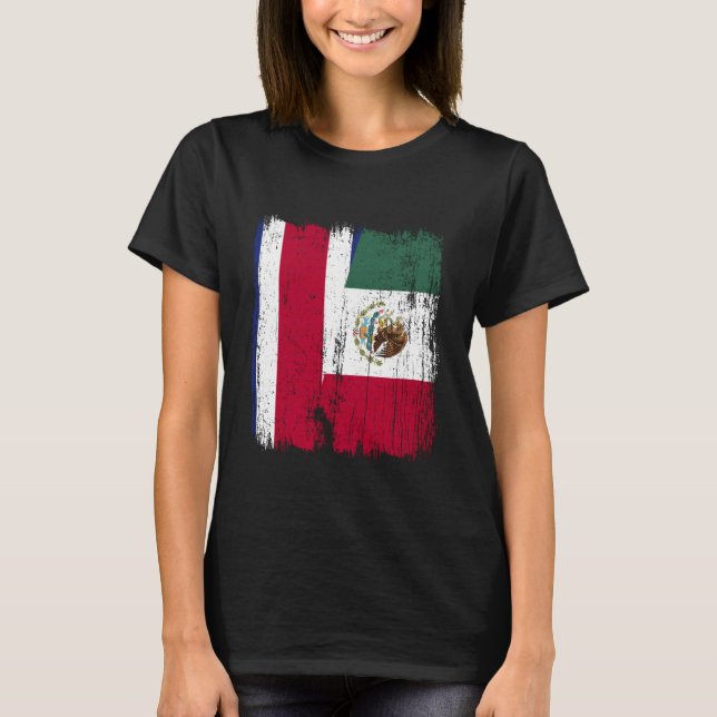 T-shirt Costa Rica Mexique Demi-drapeau Costaricien Hérita (Devant)