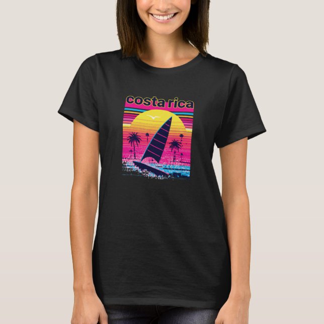 T-shirt Costa Rica Retro 80s Style Souvenir Beach (Devant)
