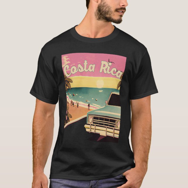 T-shirt Costa Rica Retro Beach Vacation Graphics Costa Ric (Devant)