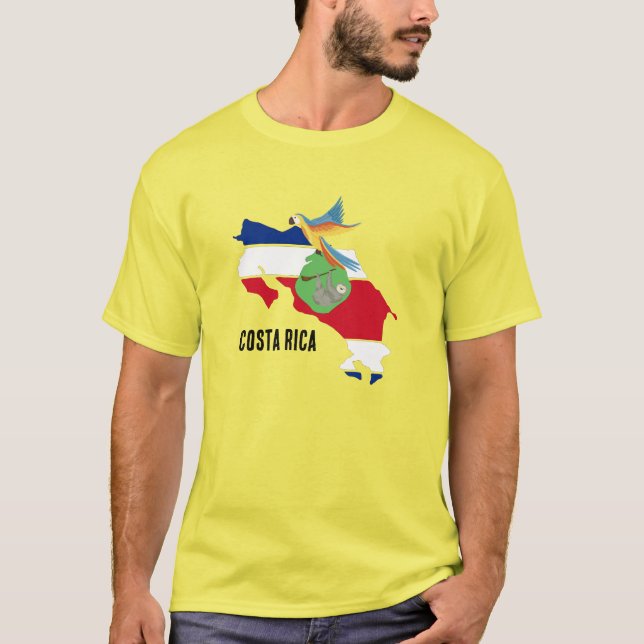 T-shirt Costa rica, sloth and parrot  (Devant)