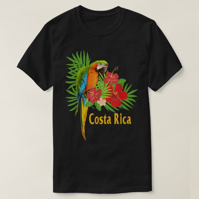 T-shirt Costa Rica Vacances Perroquet Fleurs tropicales (Design devant)