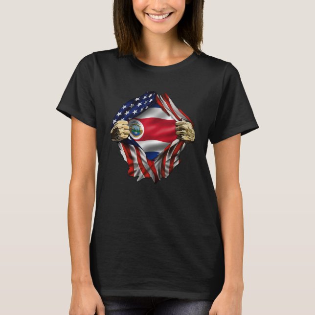 T-shirt Costa Rican Blood Inside Me Costa Rica Flag (Devant)