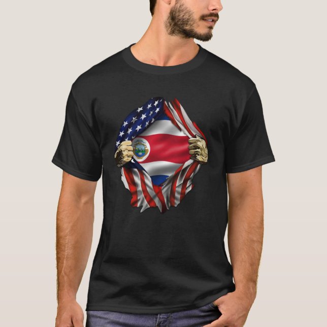 T-shirt Costa Rican Blood Inside Me Costa Rica Flag (Devant)