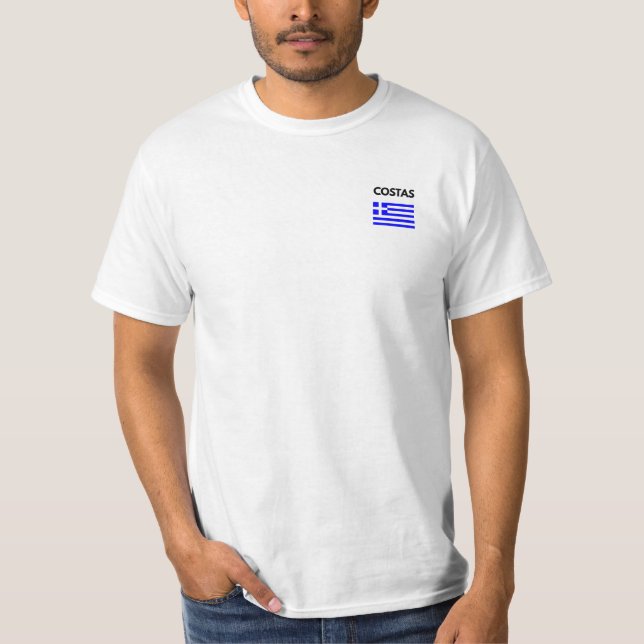 T-shirt Costas Greek Name avec un drapeau grec (Devant)