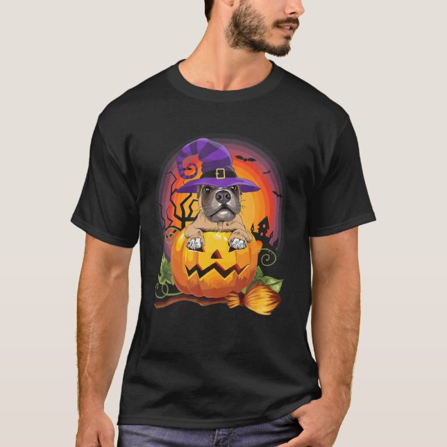 T-shirt Costume Amoureux des chiens Citrouille de sorcière (Devant)