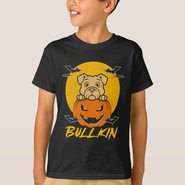 T-shirt Costume Citrouille Halloween Fun Bulldog Halloween (Devant)