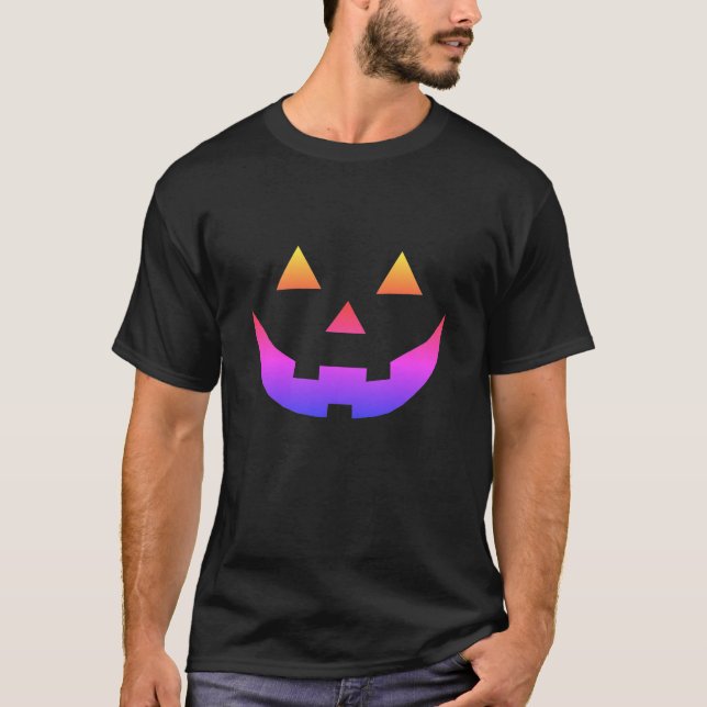 T-shirt Costume citrouille Halloween violet Jack-o'-lanter (Devant)