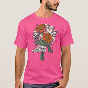 T-shirt Costume crâne floral éffrayant de squelette Hallow