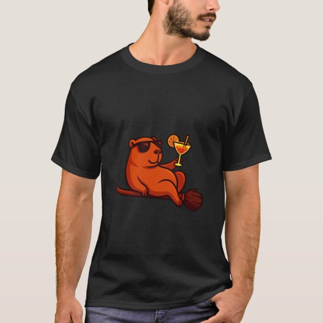 T-shirt Costume de balai de capybara Halloween (Devant)