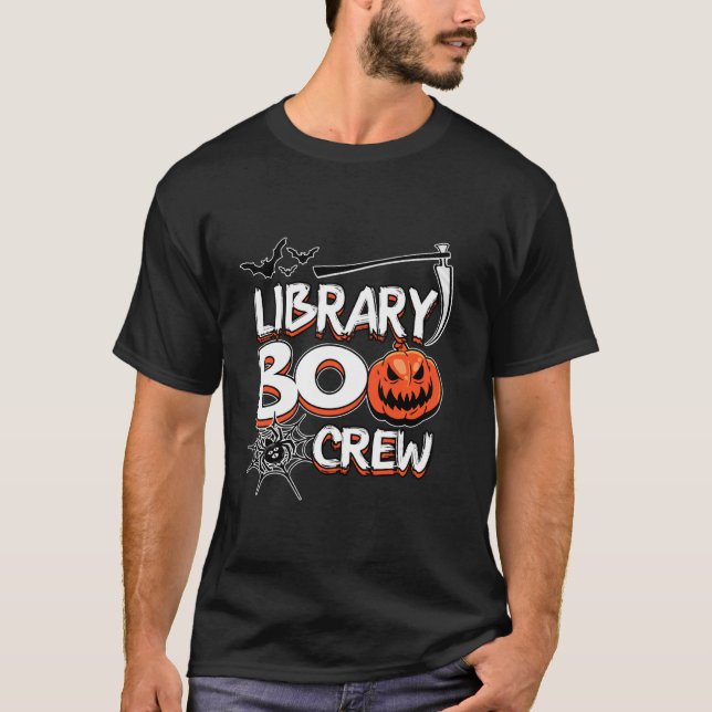 T-shirt Costume de bibliothèque Boo Crew Halloween Librari (Devant)