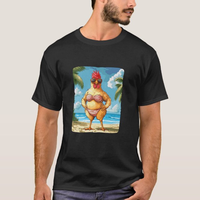 T-shirt Costume de Bikini de plage avec cette drôle de nag (Devant)