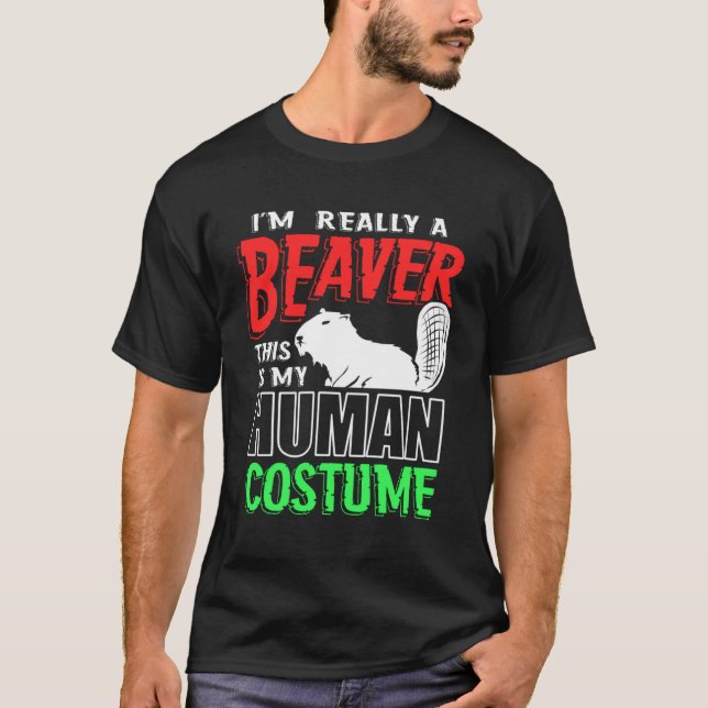 T-shirt Costume de castor humain (Devant)