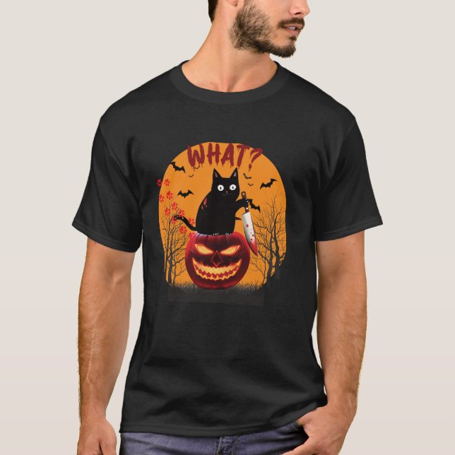 T-shirt Costume de chat amusant Quel drôle Chat noir meurt (Devant)