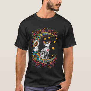 T-shirt Costume de chat crâne de sucre Halloween Dia De Lo